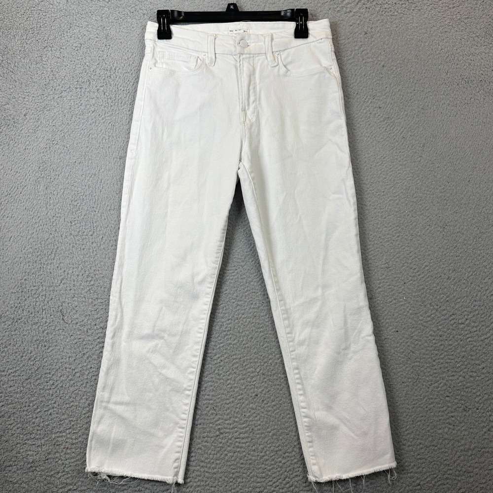 Good American Jeans Womens 6-28 Good Petite Straight White Raw Hem Stretch Denim